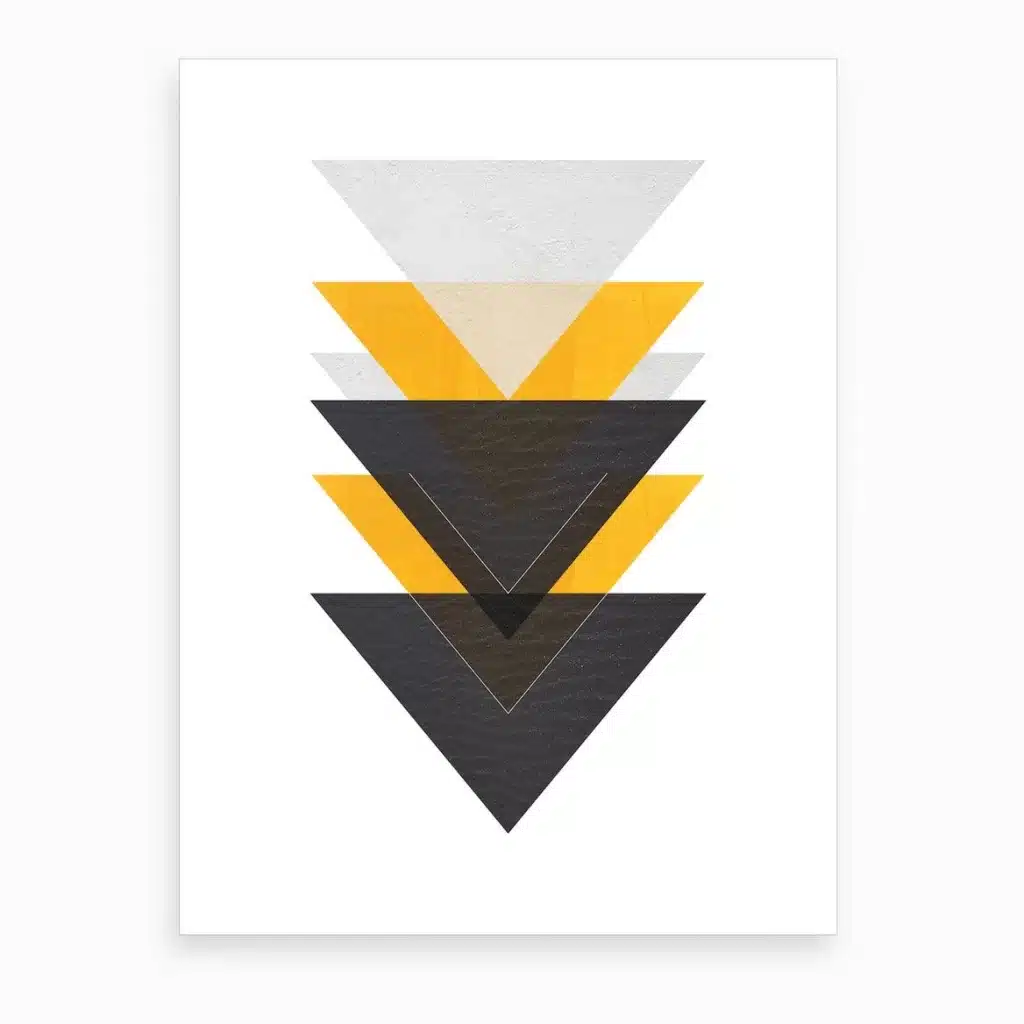a yellow and black triangle art print
